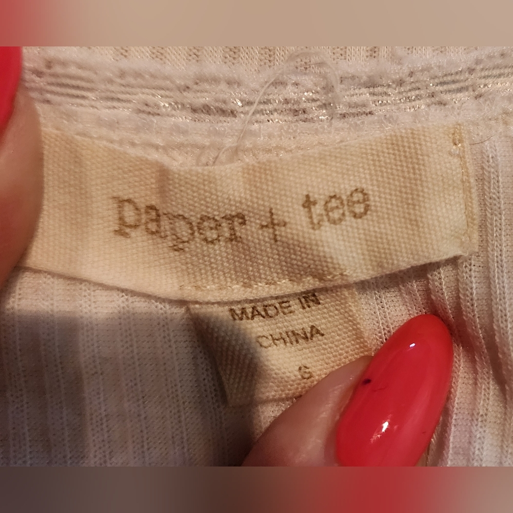 Paper Tee White Ribbed Tank Top Size S - Picture 4 of 5
